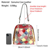 Royal Bagger Genuine Leather Backpacks, Color Stitching Plaid Shoulder Bag, Fashion Casual Handbag for Women 1791